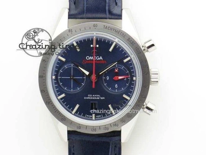 0505 DailyWear Speedmaster ’57 SS Chrono AXF Best Edition Blue Dial on Blue Leather Strap A 8279